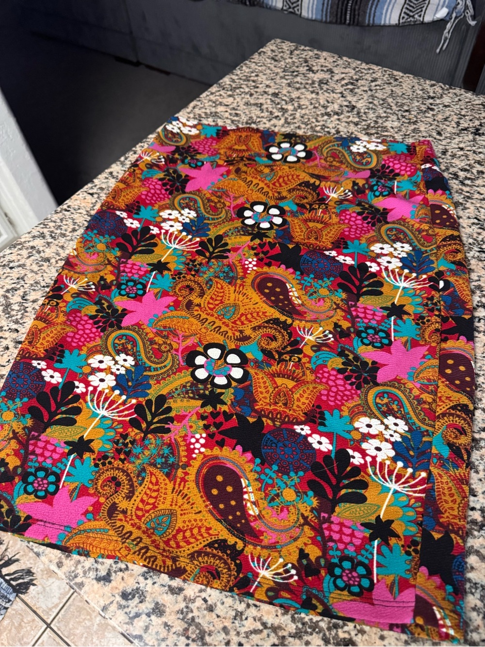 LuLaRoe A-Line Paisley Floral Skirt in Pink Orange Yellow Blue